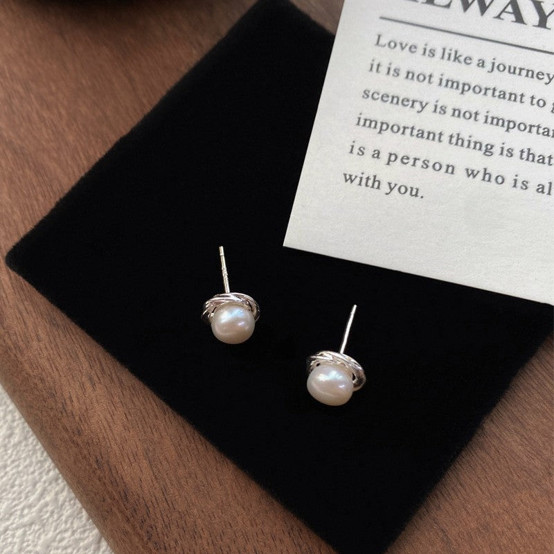 Elegant Pearl Earrings – S999 Silver Studs