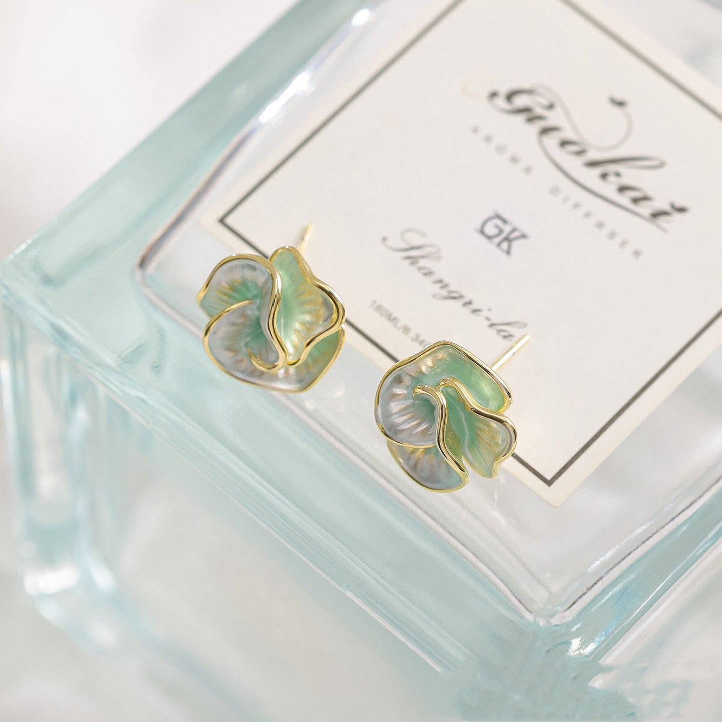 Elegant  Blue Camellia Earrings