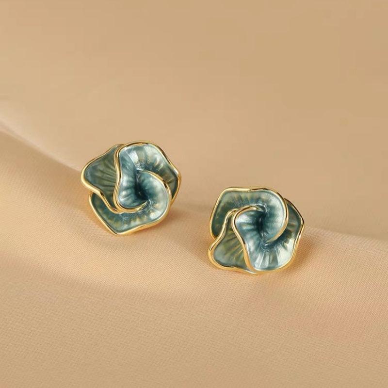 Elegant  Blue Camellia Earrings
