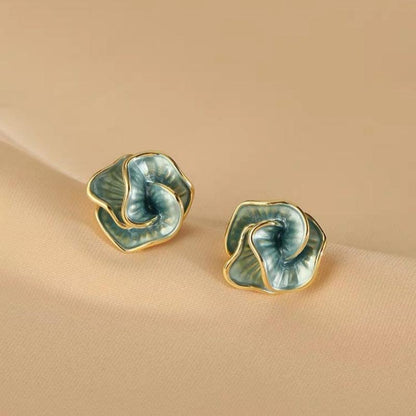 Elegant  Blue Camellia Earrings