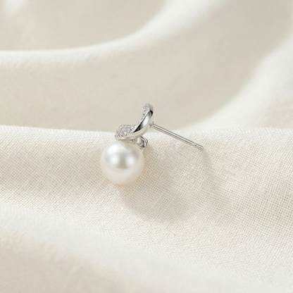 Elegant Twisted Zircon Pearl Stud Earrings