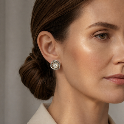 Elegant Twisted Rope Pearl Stud Earrings