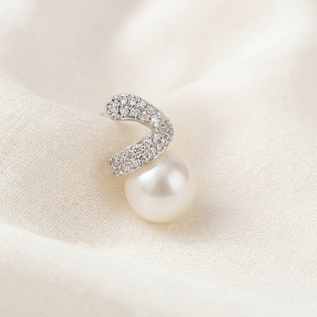 Elegant Twisted Zircon Pearl Stud Earrings