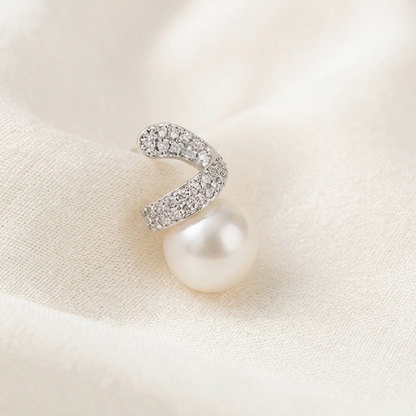 Elegant Twisted Zircon Pearl Stud Earrings