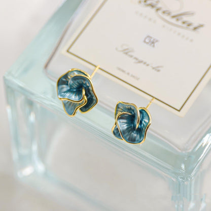 Elegant  Blue Camellia Earrings