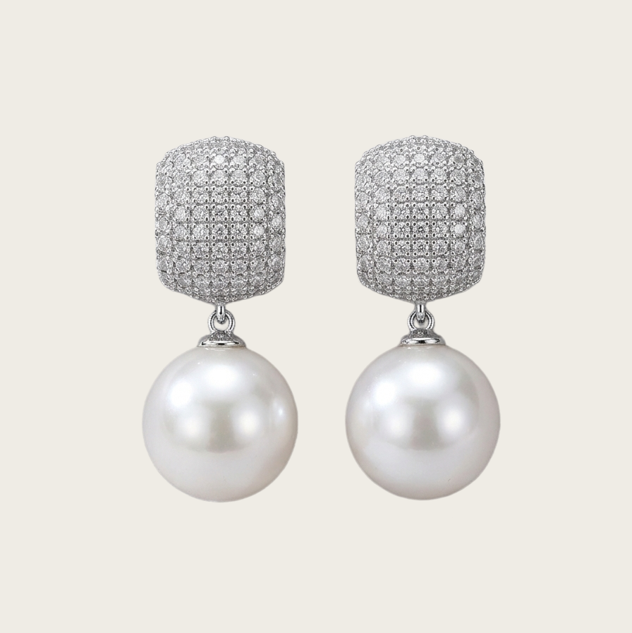 Pavé Zircon Pearl Drop Earrings