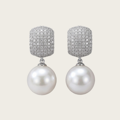 Pavé Zircon Pearl Drop Earrings
