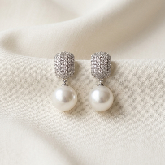 Pavé Zircon Pearl Drop Earrings