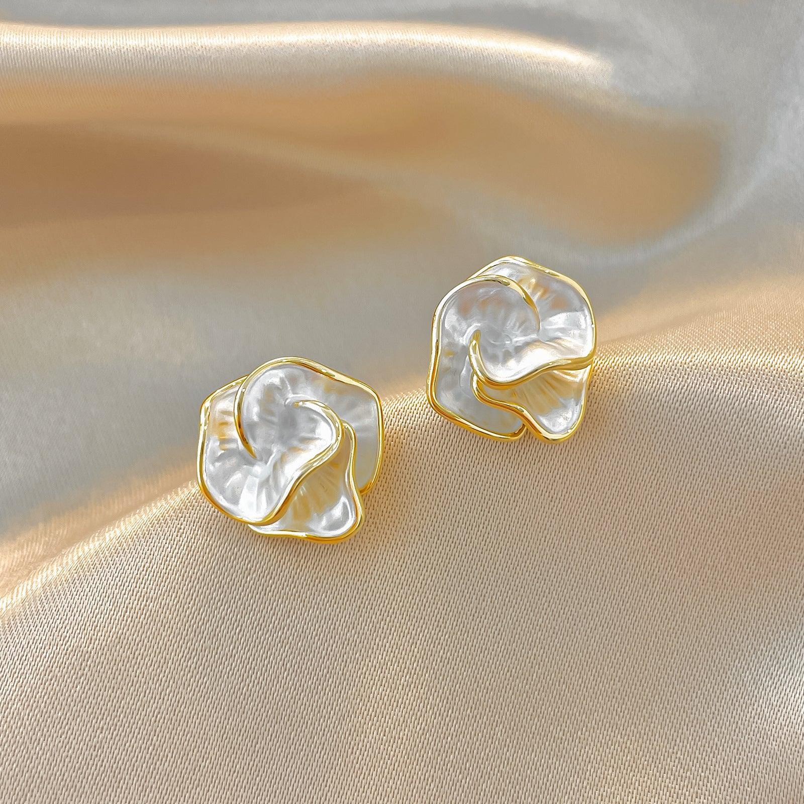 Elegant White Camellia Earrings Christmas Gift