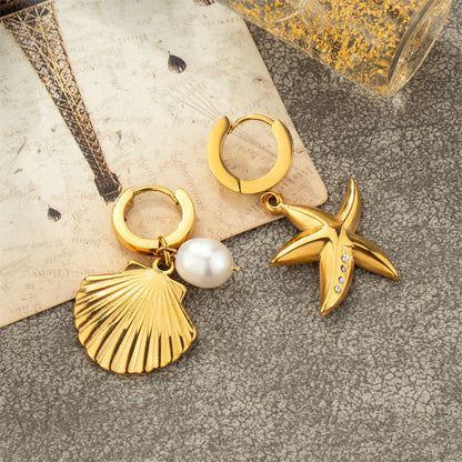 Stainless Steel Metal Shell Design Earrings
