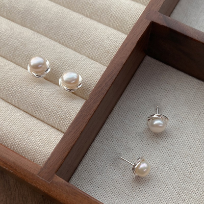 Elegant Pearl Earrings – S999 Silver Studs