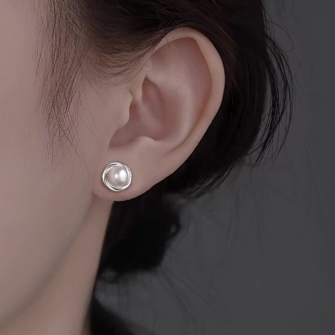 Elegant Pearl Earrings – S999 Silver Studs