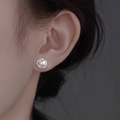 Elegant Pearl Earrings – S999 Silver Studs