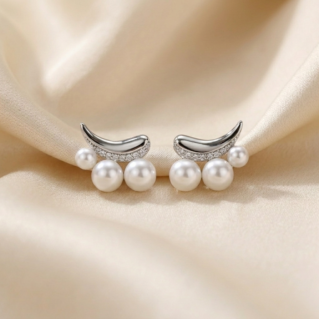 Pearl Crescent Studs