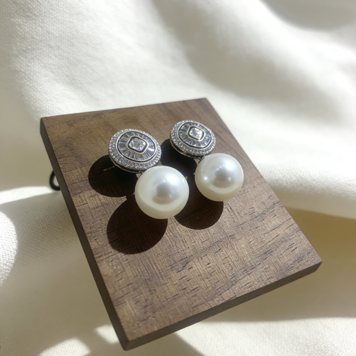 Elegant Zircon & Pearl Drop Earrings