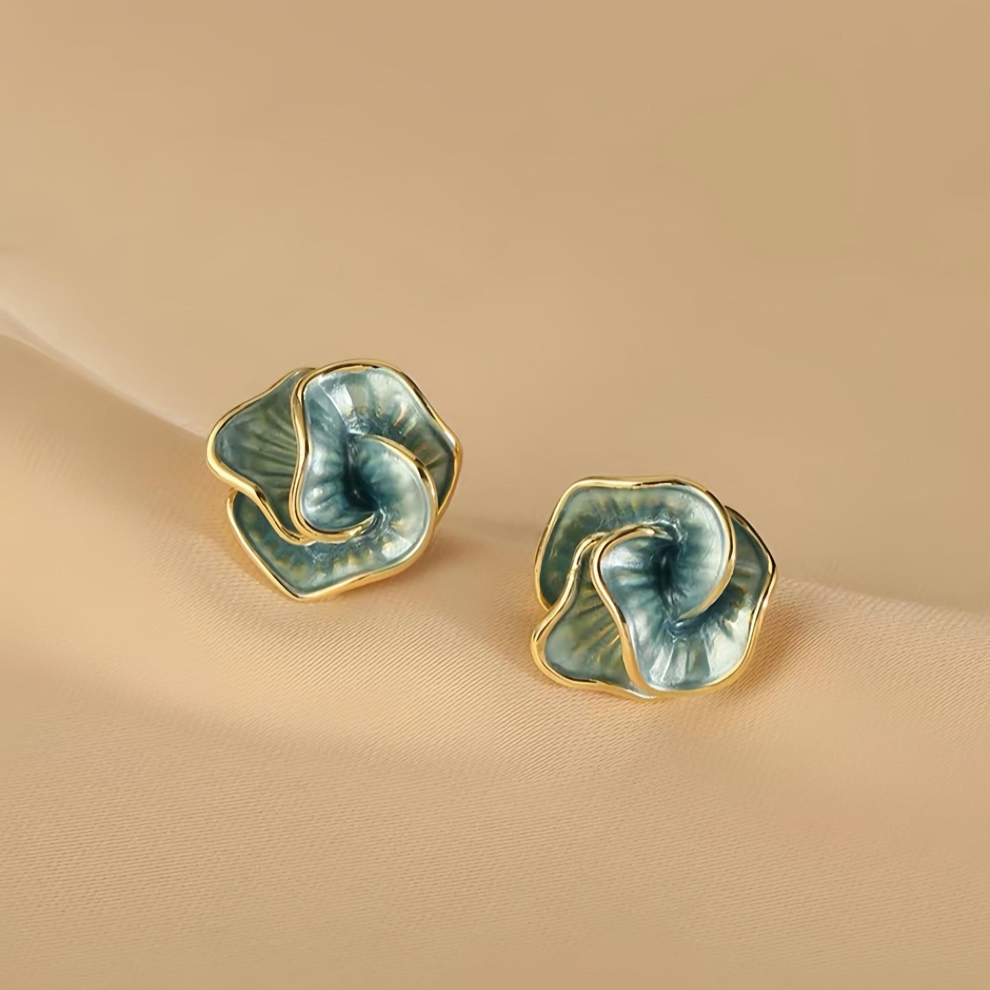 Elegant  Blue Camellia Earrings