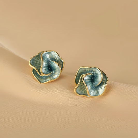 Elegant  Blue Camellia Earrings