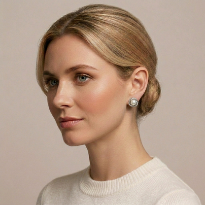 Elegant Twisted Rope Pearl Stud Earrings